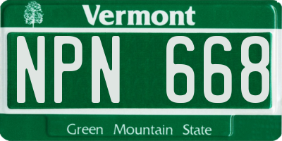 VT license plate NPN668