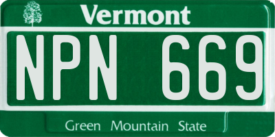 VT license plate NPN669