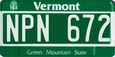 VT license plate NPN672