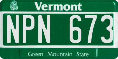 VT license plate NPN673