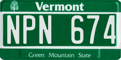 VT license plate NPN674