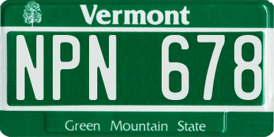 VT license plate NPN678