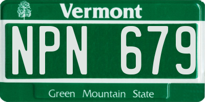 VT license plate NPN679
