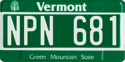 VT license plate NPN681