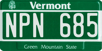 VT license plate NPN685