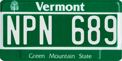 VT license plate NPN689