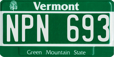 VT license plate NPN693