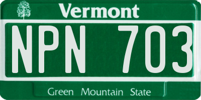 VT license plate NPN703