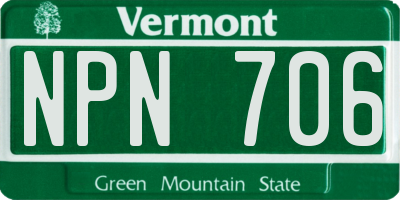 VT license plate NPN706