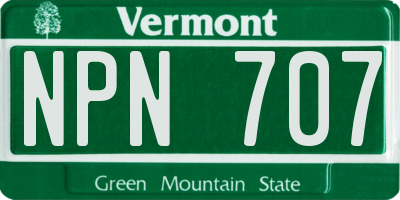 VT license plate NPN707