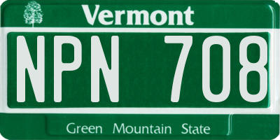 VT license plate NPN708