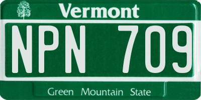 VT license plate NPN709