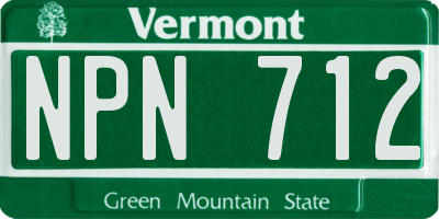 VT license plate NPN712
