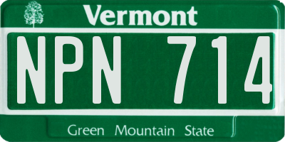 VT license plate NPN714