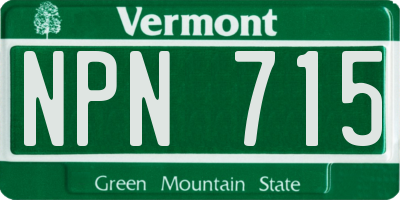 VT license plate NPN715
