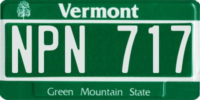 VT license plate NPN717