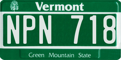 VT license plate NPN718