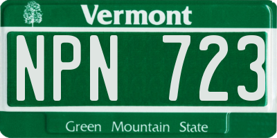 VT license plate NPN723