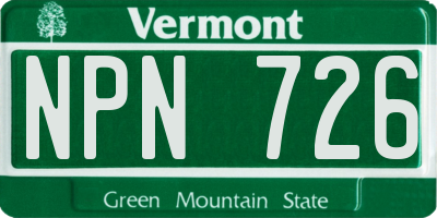 VT license plate NPN726