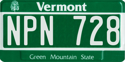 VT license plate NPN728