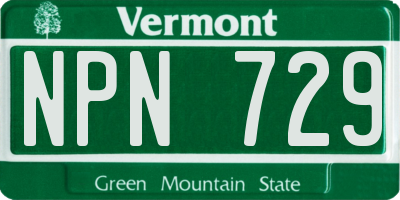 VT license plate NPN729