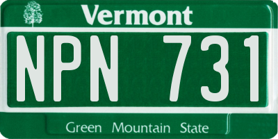 VT license plate NPN731