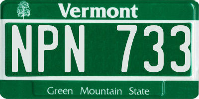 VT license plate NPN733