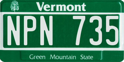 VT license plate NPN735