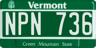 VT license plate NPN736