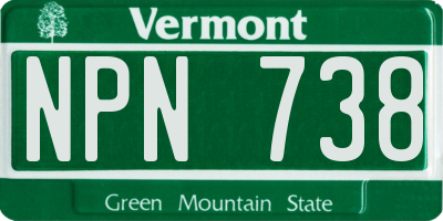 VT license plate NPN738