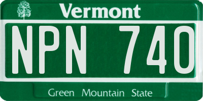 VT license plate NPN740