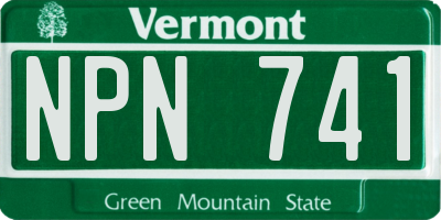 VT license plate NPN741