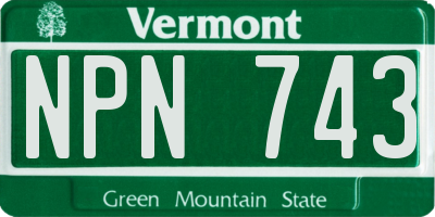 VT license plate NPN743