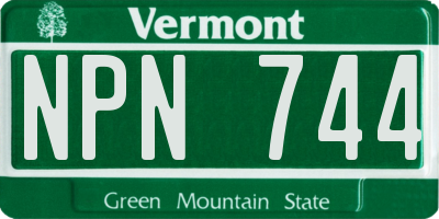 VT license plate NPN744