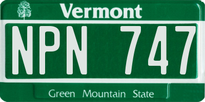 VT license plate NPN747