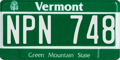 VT license plate NPN748