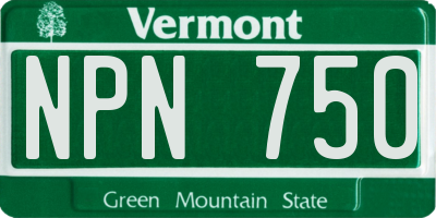 VT license plate NPN750