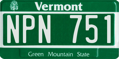 VT license plate NPN751