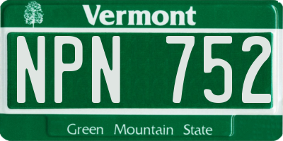 VT license plate NPN752