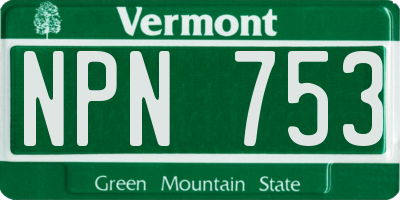 VT license plate NPN753