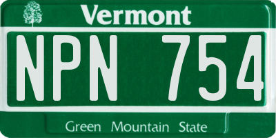 VT license plate NPN754