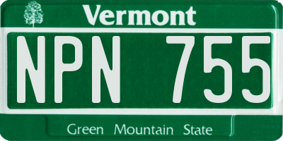 VT license plate NPN755