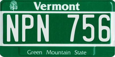 VT license plate NPN756