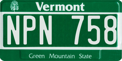 VT license plate NPN758