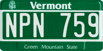 VT license plate NPN759