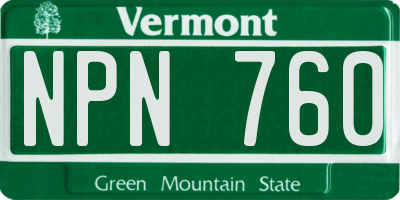 VT license plate NPN760