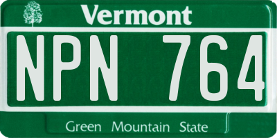 VT license plate NPN764