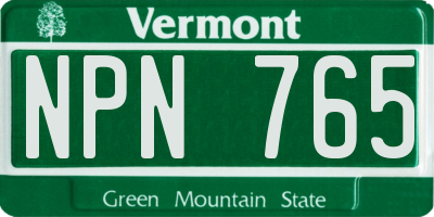VT license plate NPN765