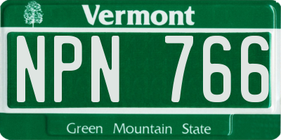 VT license plate NPN766