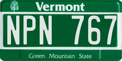 VT license plate NPN767